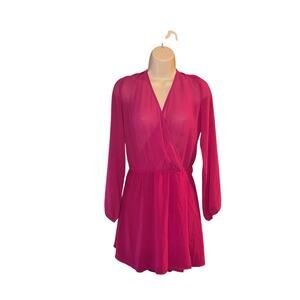 WAYF pink deep V wrap dress size S